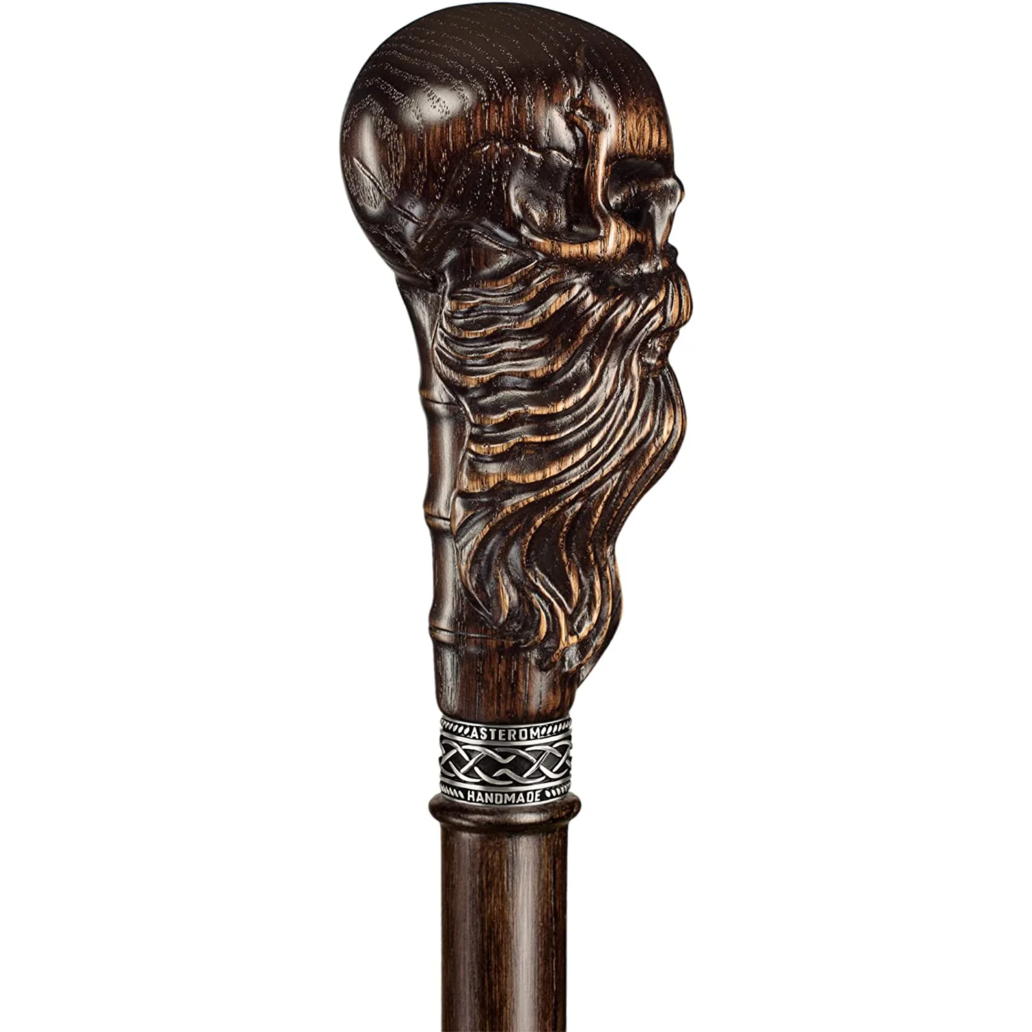 Bearded Skull Walking Cane Sturdy Fully Carved Canes Sticks - Image 10