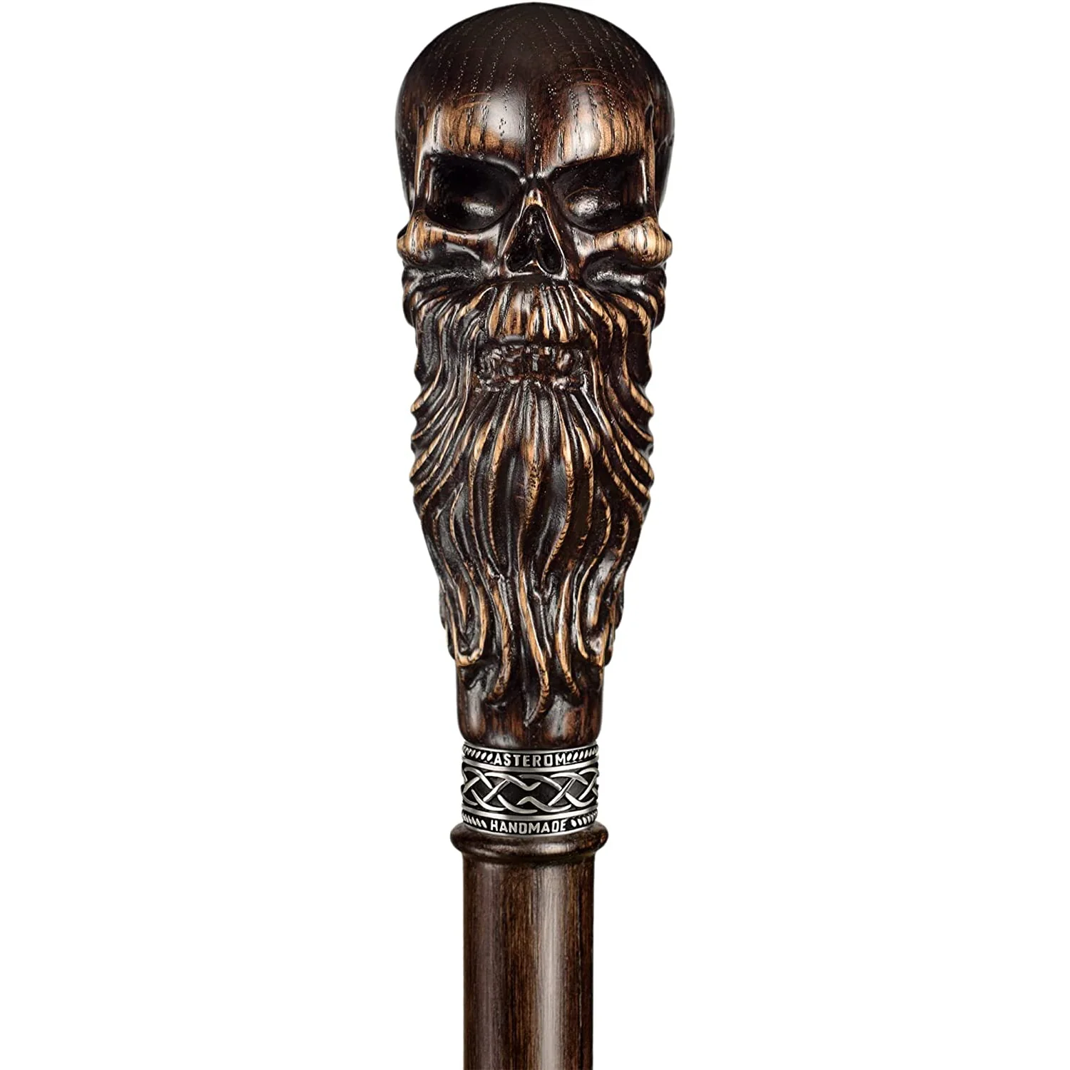 Bearded Skull Walking Cane Sturdy Carved Canes Sticks - Image 5