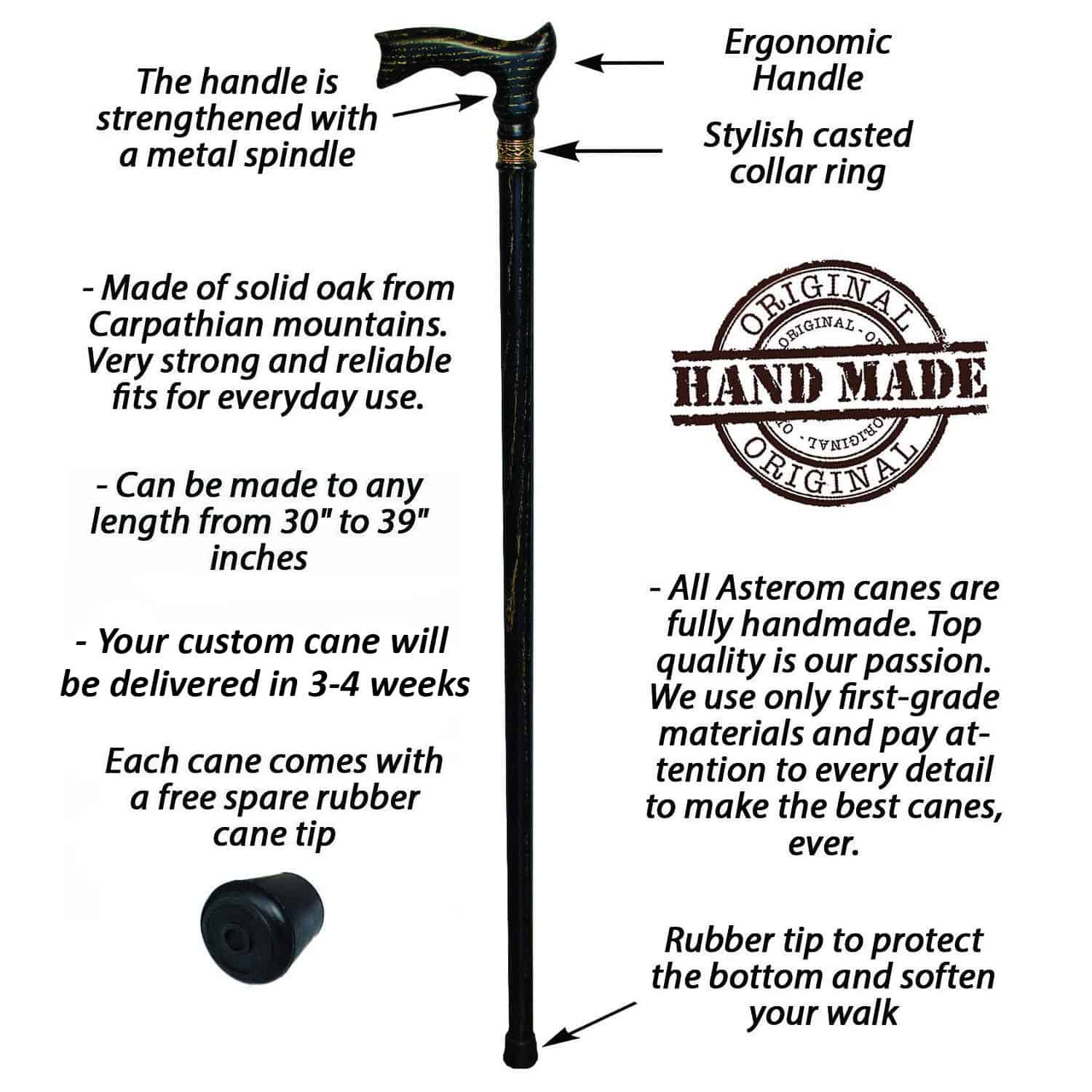 Black & Gold Cane Custom Length and Color - Image 3
