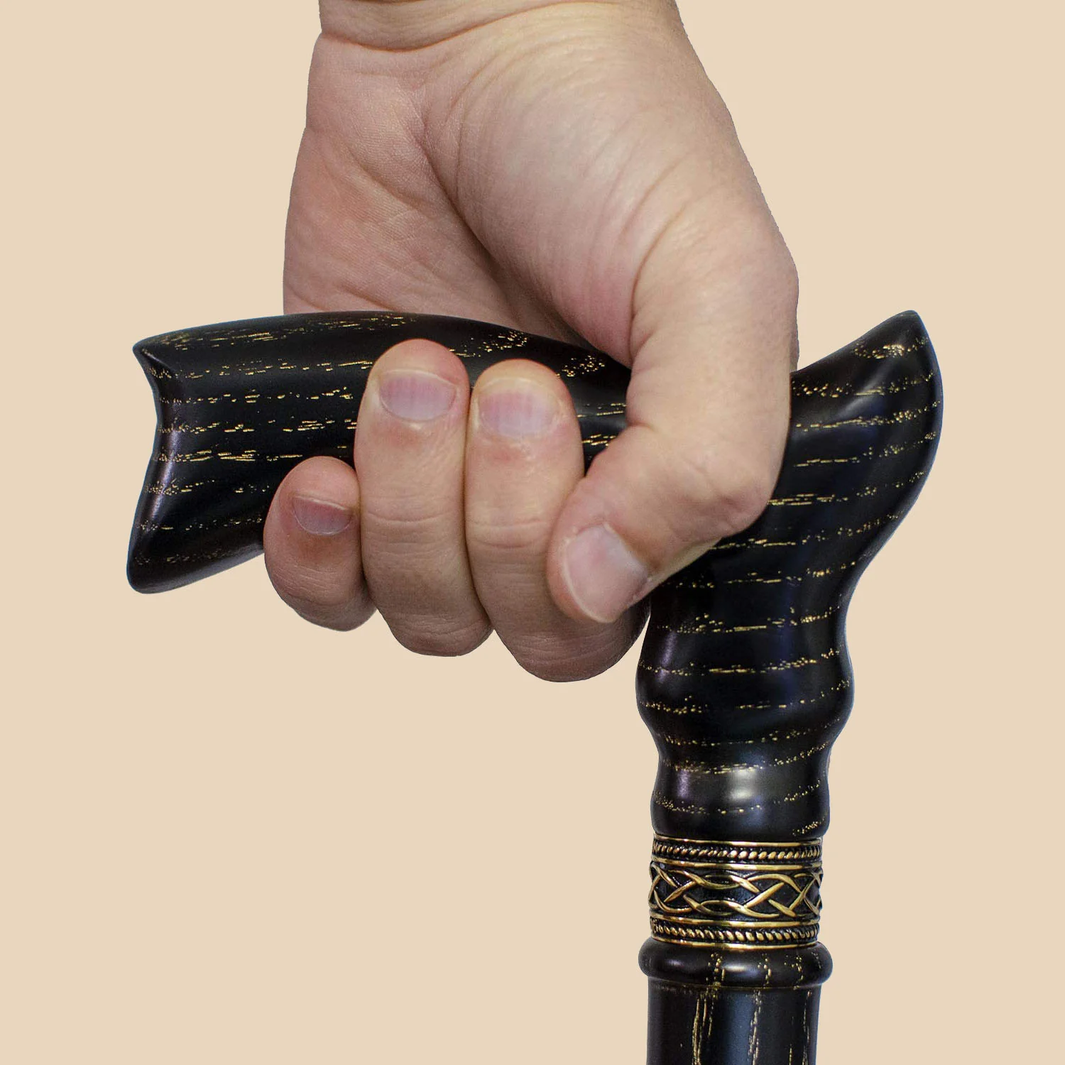 Black & Gold Cane Custom Length and Color - Image 4