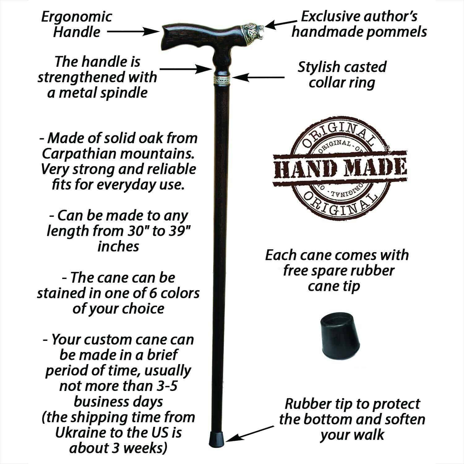 Bull Walking Cane - Custom Length and Color - Image 7