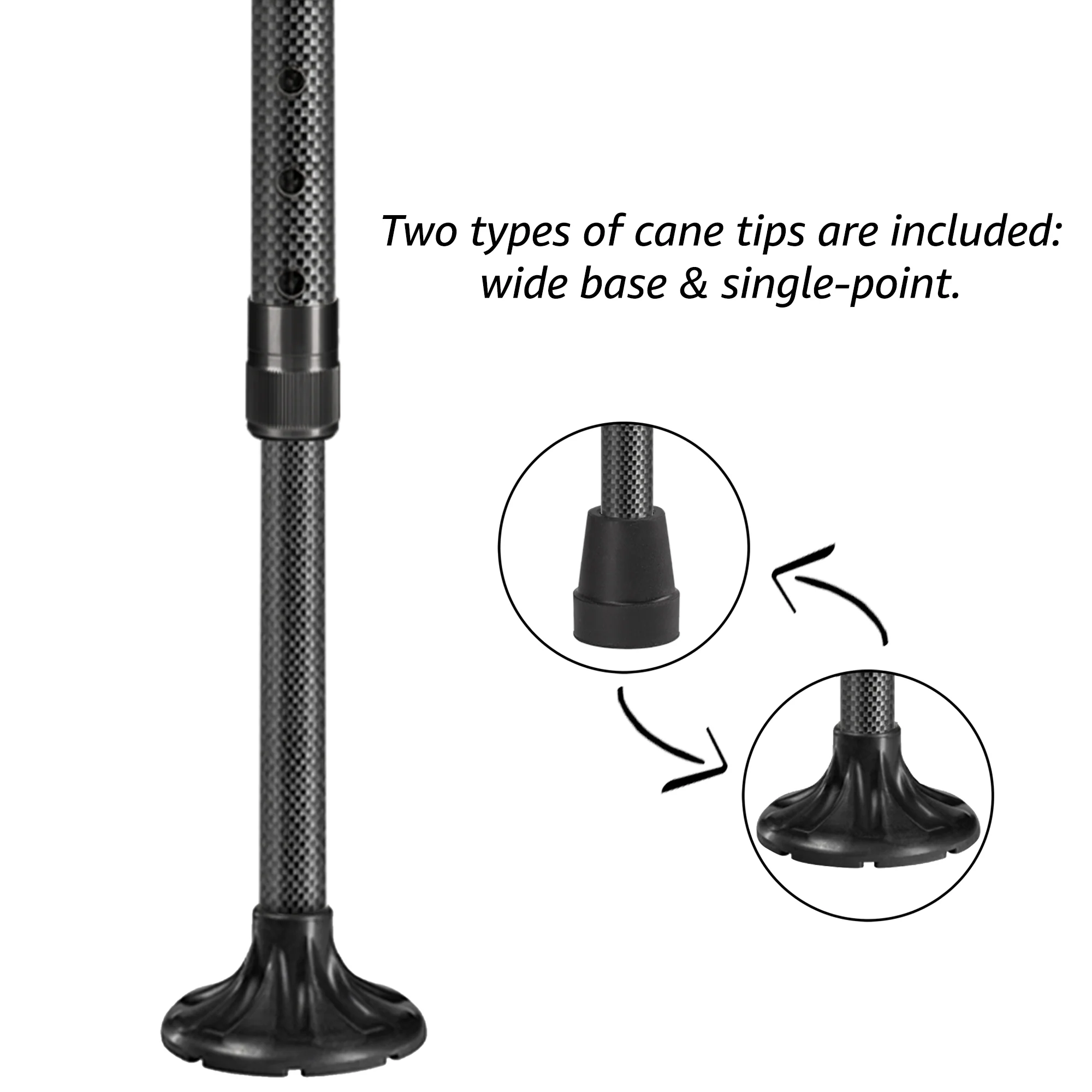 Carbon Adjustable Cane with Ergonomic Wooden Handle - Image 3