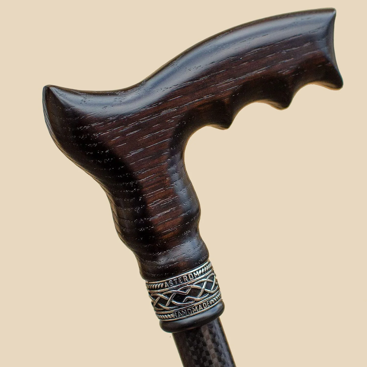 Cool Carbon Adjustable Cane with Ergonomic Wooden Handle - Image 2
