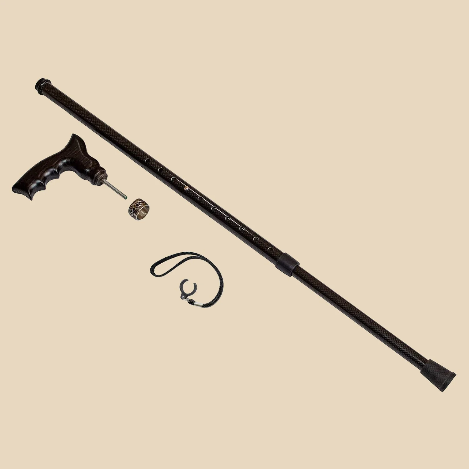 Cool Carbon Adjustable Cane with Ergonomic Wooden Handle - Image 7