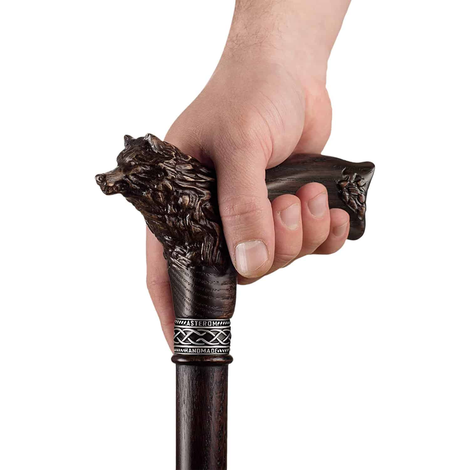 Carved Wolf Fenrir Walking Cane - Stylish Cane for Men - Image 6