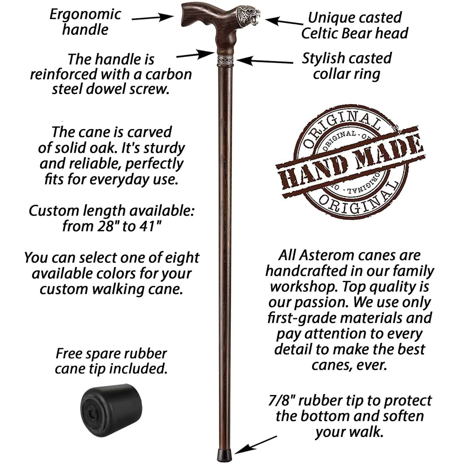Celtic Bear - Custom Length & Color, Stylish Walking Cane - Image 9