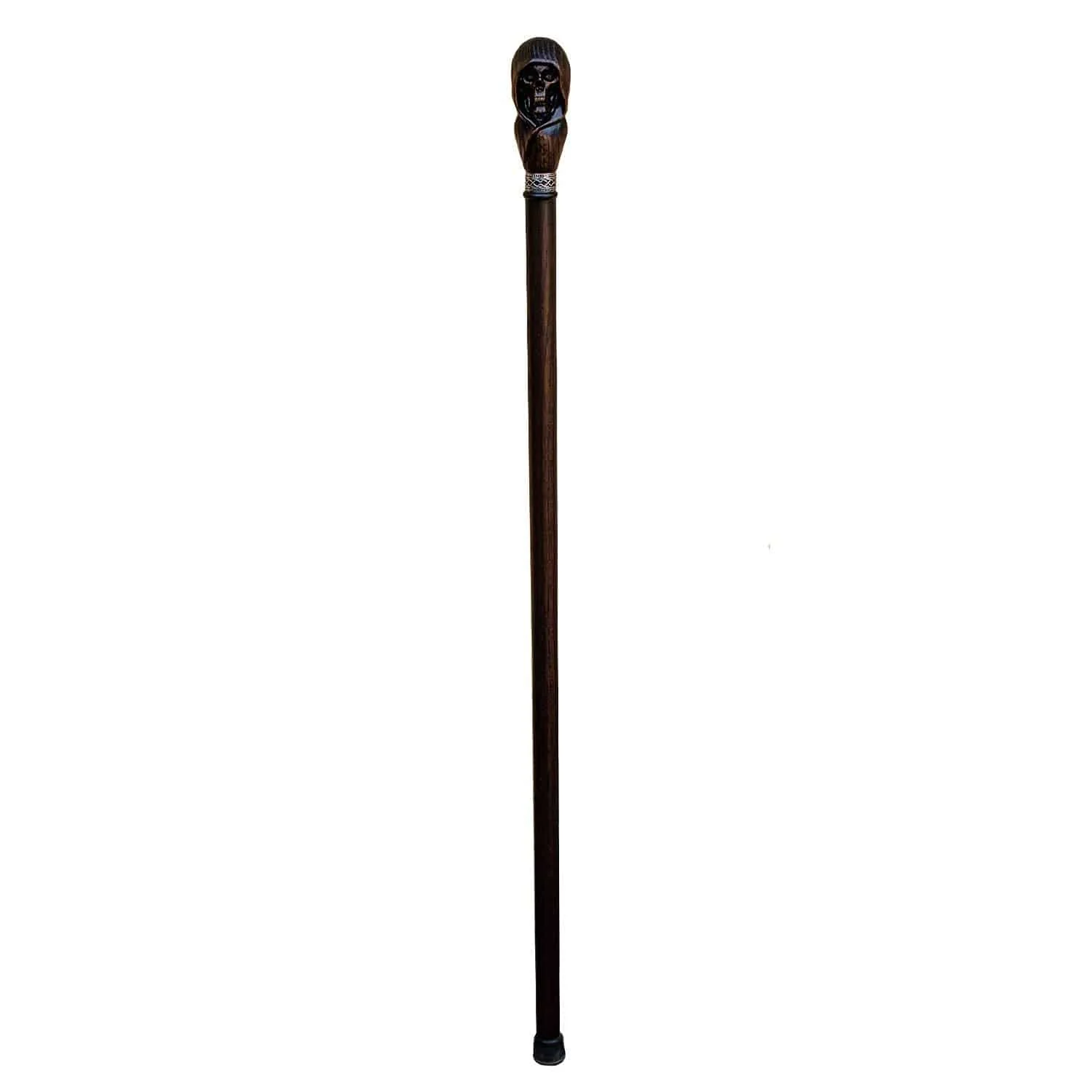 Custom Hooded Skull Walking Cane Sturdy Fully Carved Stick - Image 10