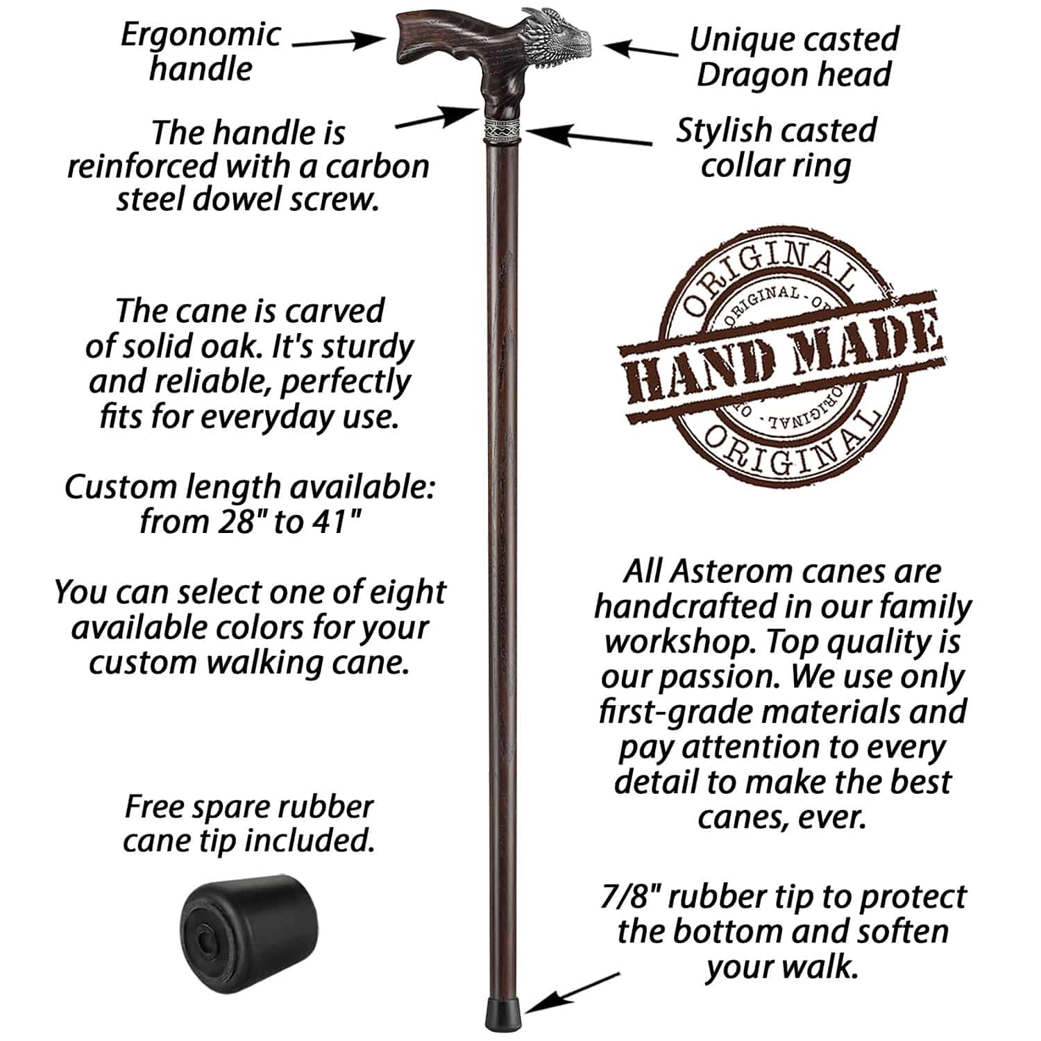 Dragon Walking Cane - Custom Length and Color - Image 7