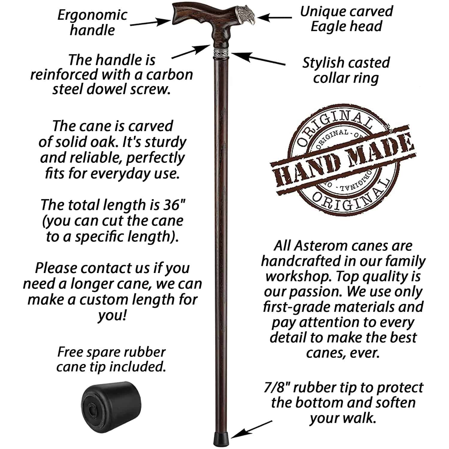 Fancy Eagle Cane - Wood Canes and Walking Sticks - Image 3