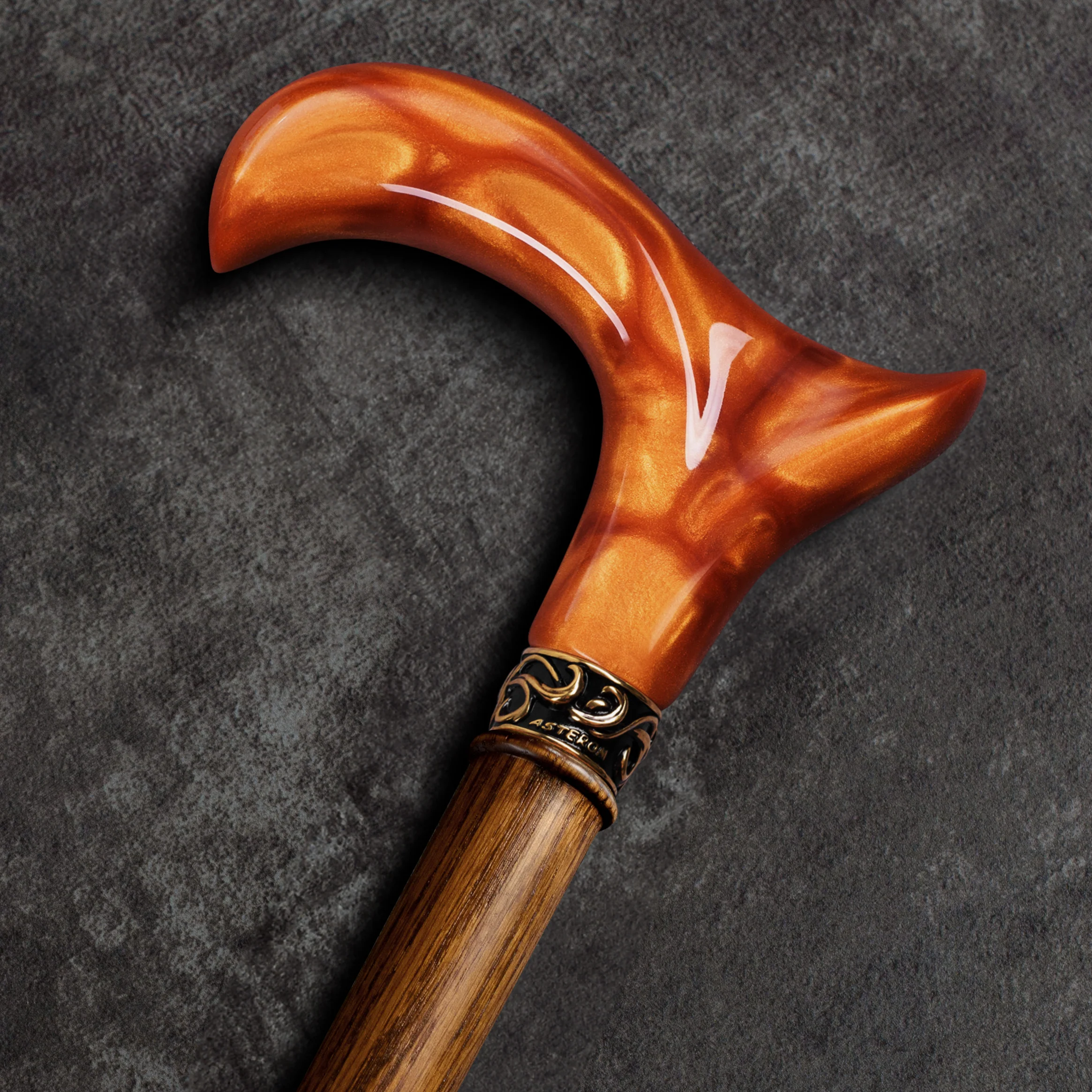 Custom Fancy Cane with Epoxy Handle and Wooden Shaft - Image 8