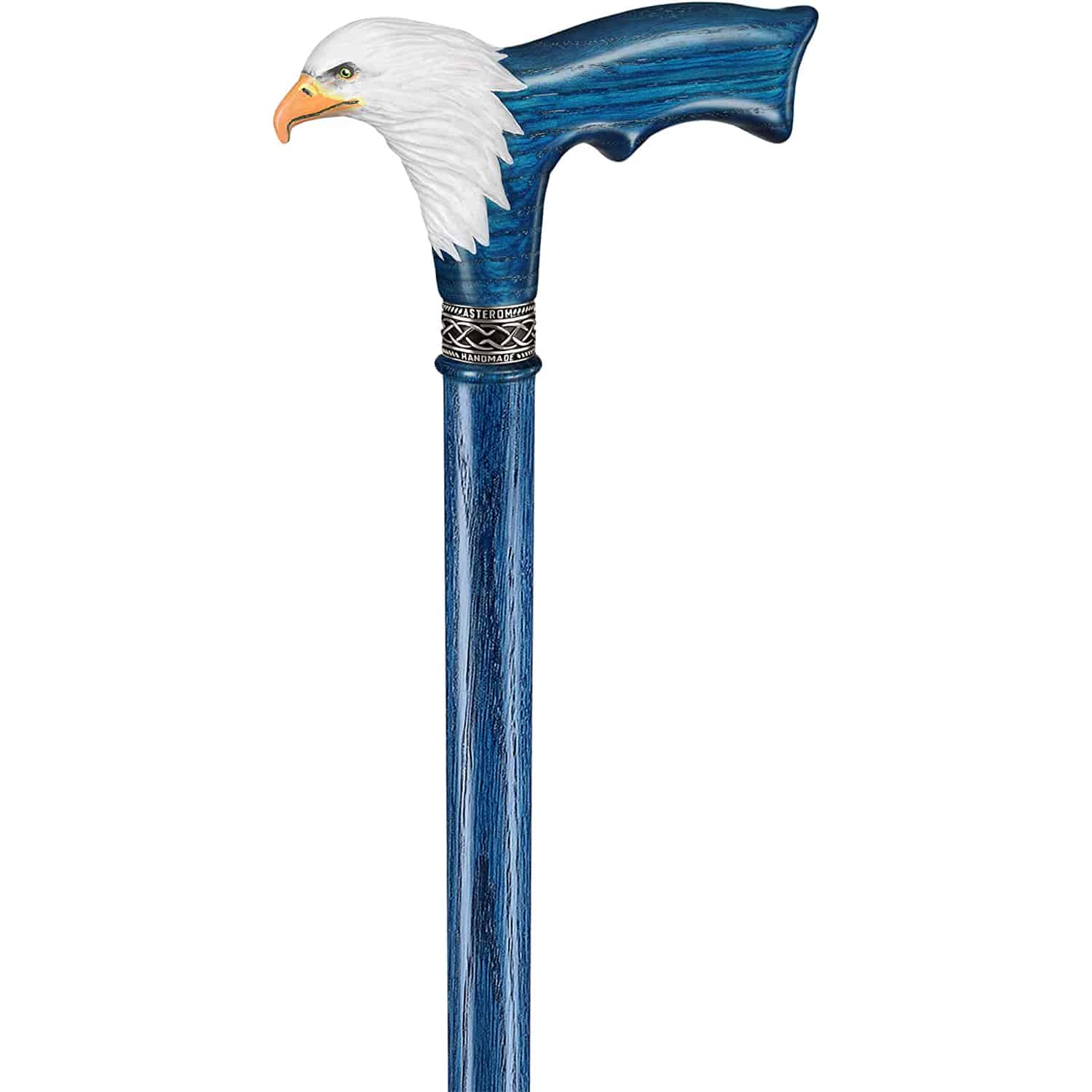 Hand-Painted Bald Eagle Wooden Walking Cane for Men - Image 13