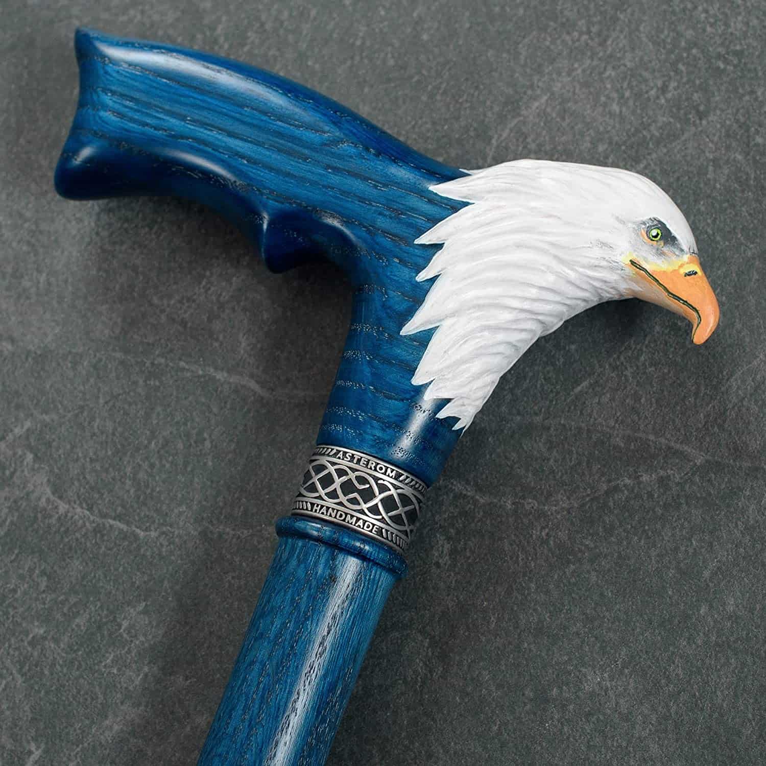 Hand-Painted Bald Eagle Wooden Walking Cane for Men - Image 17