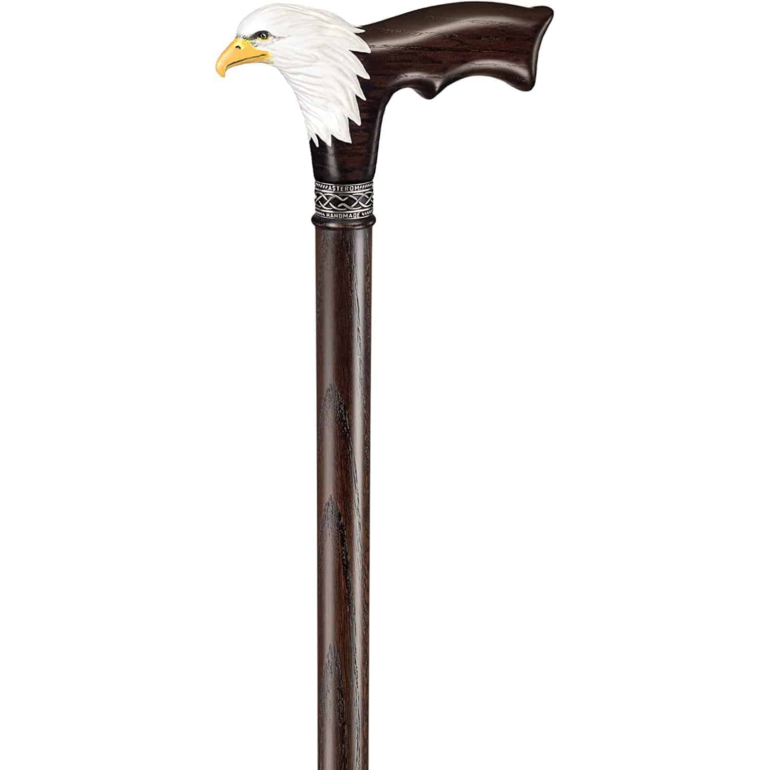 Hand-Painted Bald Eagle Wooden Walking Cane for Men - Image 6