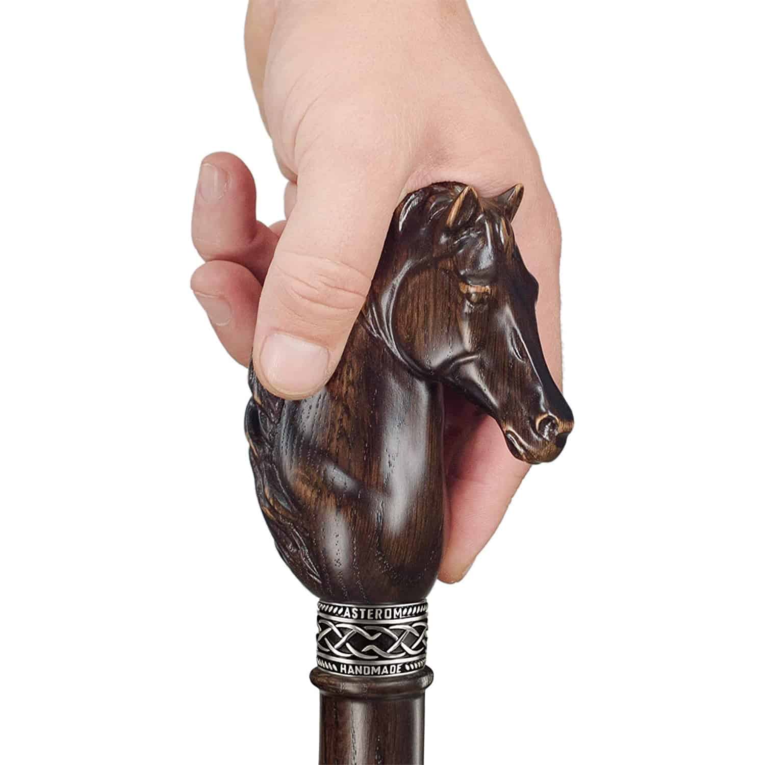 Horse Carved Wood Walking Cane - Custom Length and Color - Image 10