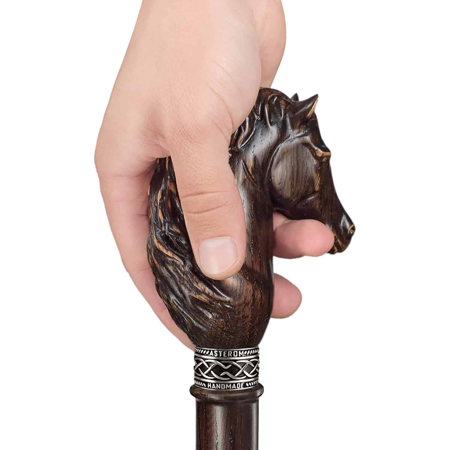 Horse Carved Wood Walking Cane - Custom Length and Color - Image 11