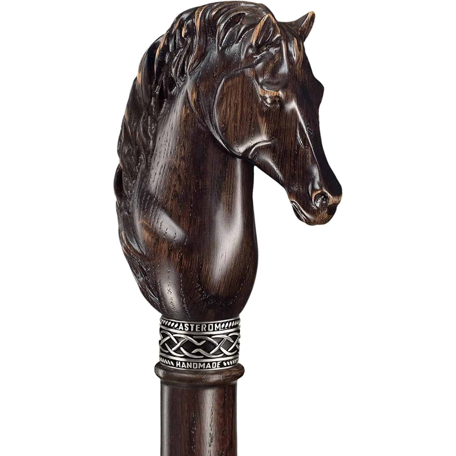Horse Carved Wood Walking Cane - Custom Length and Color - Image 6