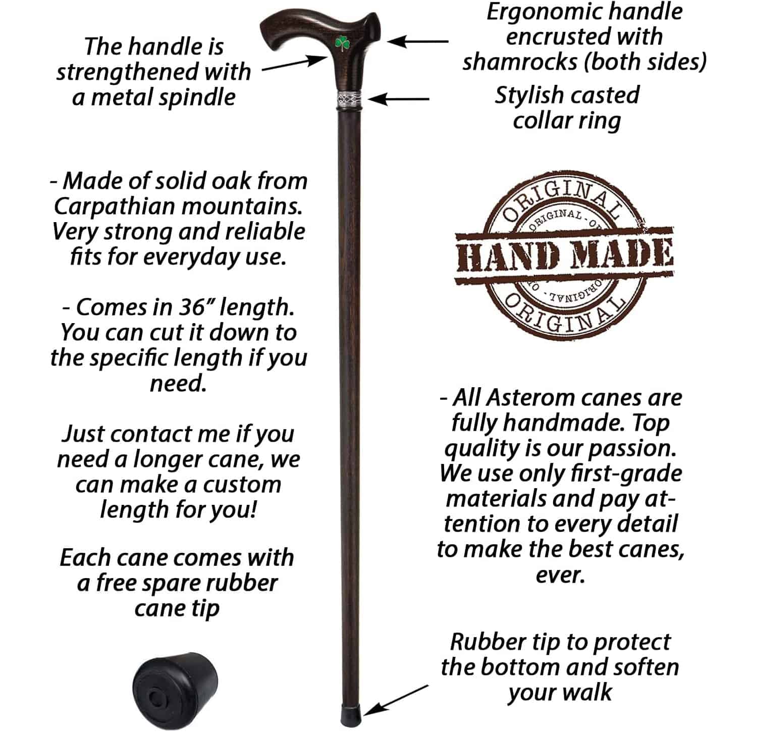 Irish Walking Cane (Three-Leaf) - Custom Lenght and Color - Image 5