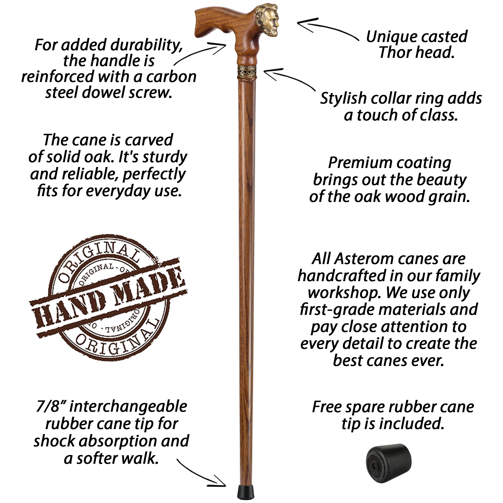 Lincoln Walking Cane - Custom Length and Color - Image 3
