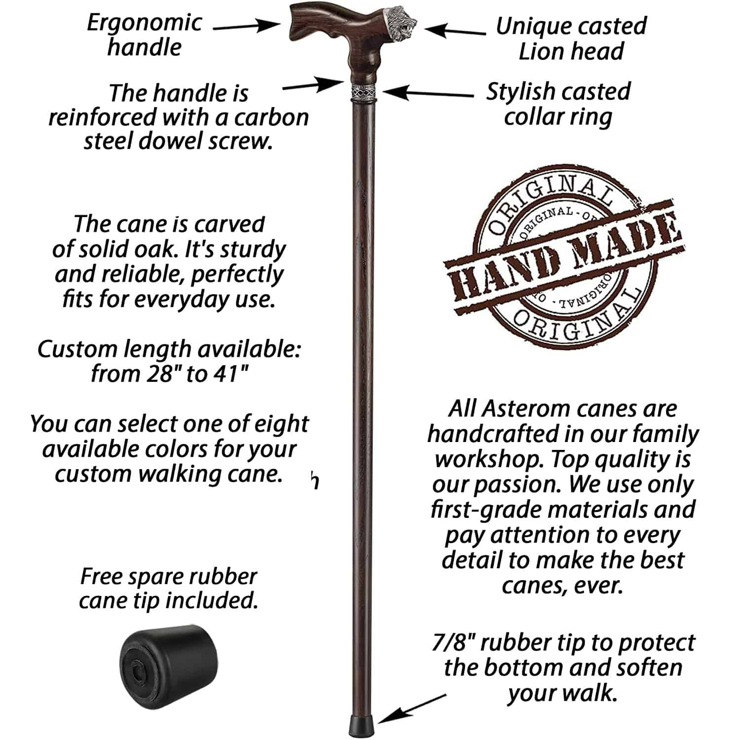 Lion Walking Cane - Custom Length and Color - Image 7