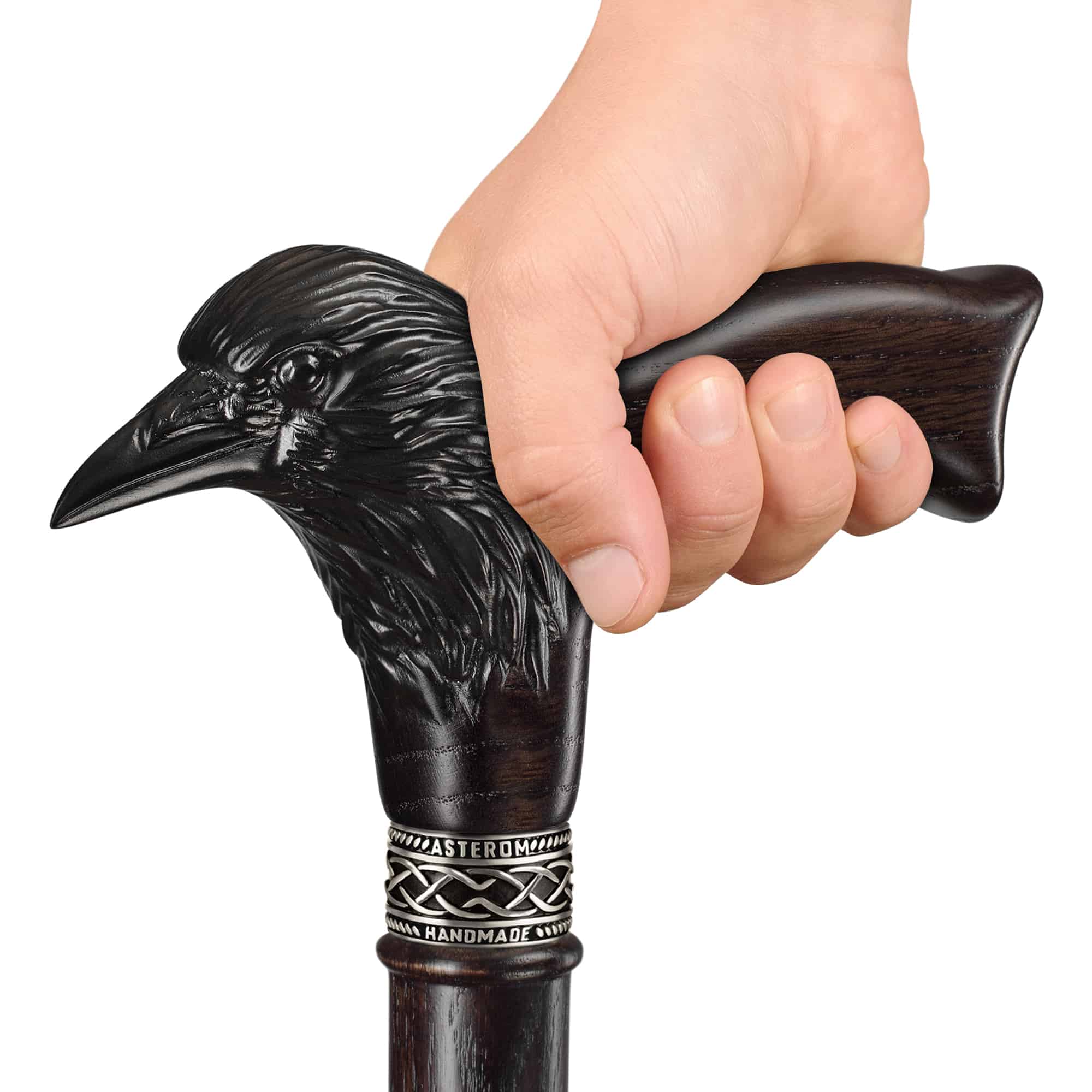 Carved Raven Walking Cane, Custom Length & Color - Image 8