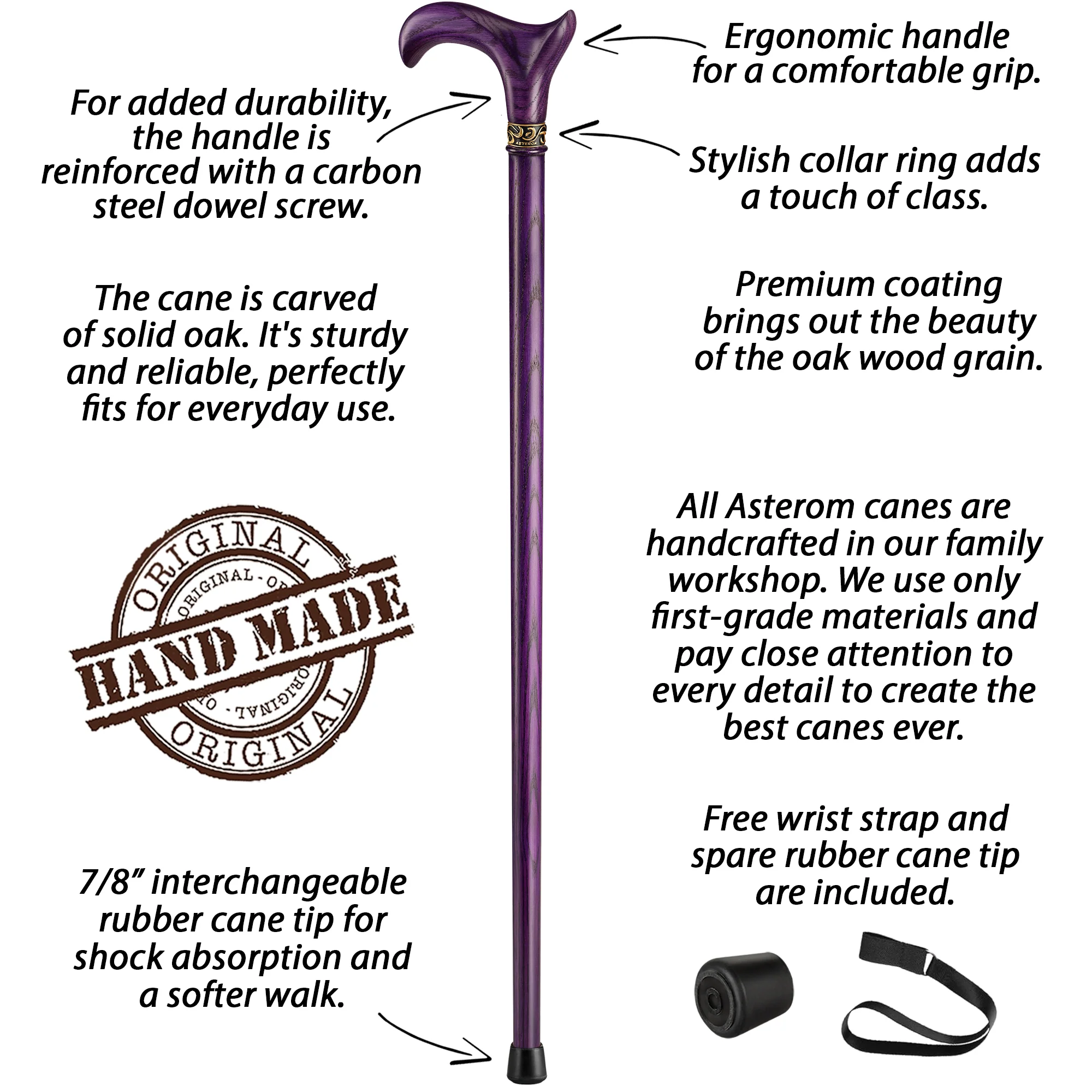 Fashionable Walking Cane for Men and Women, Oak Wood - Image 33