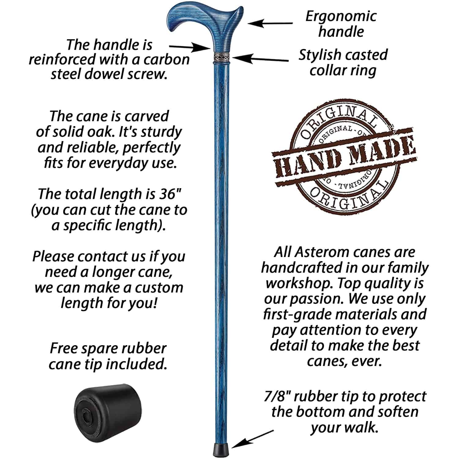 Fashionable Walking Cane for Men and Women, Oak Wood - Image 42