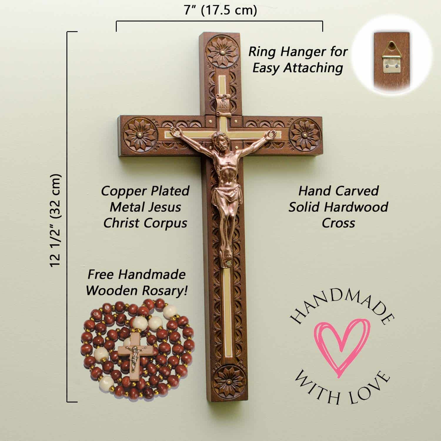 Unique Crucifix Wall Cross, Wooden Home Decor - Image 3
