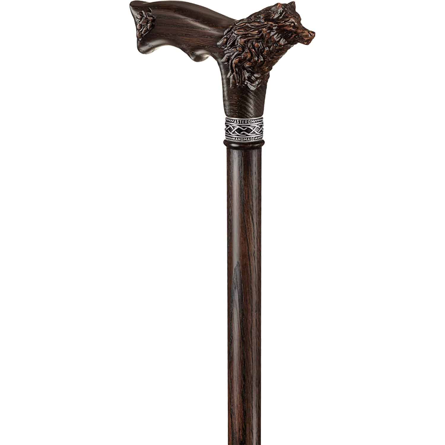Wolf Fenrir Carved Walking Cane - Custom Length and Color - Image 6
