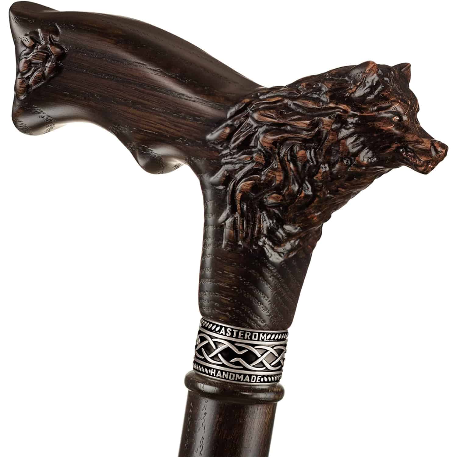 Wolf Fenrir Carved Walking Cane - Custom Length and Color - Image 8